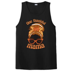 Funny Cute One Thankful Mama Autumn Festive Hair Bun PosiCharge Competitor Tank