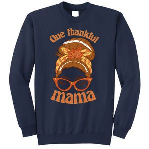 Funny Cute One Thankful Mama Autumn Festive Hair Bun Sweatshirt