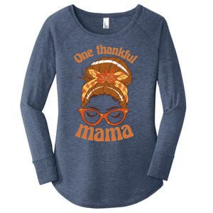 Funny Cute One Thankful Mama Autumn Festive Hair Bun Women's Perfect Tri Tunic Long Sleeve Shirt