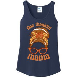 Funny Cute One Thankful Mama Autumn Festive Hair Bun Ladies Essential Tank