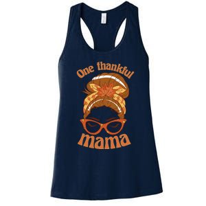 Funny Cute One Thankful Mama Autumn Festive Hair Bun Women's Racerback Tank