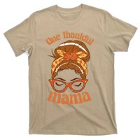 Funny Cute One Thankful Mama Autumn Festive Hair Bun T-Shirt