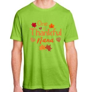 Funny Cute One Thankful Nana Thanksgiving Fall Autumn Leaves Adult ChromaSoft Performance T-Shirt