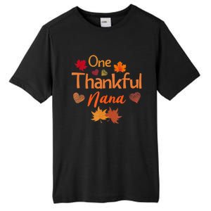 Funny Cute One Thankful Nana Thanksgiving Fall Autumn Leaves Tall Fusion ChromaSoft Performance T-Shirt