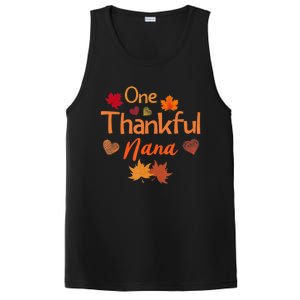 Funny Cute One Thankful Nana Thanksgiving Fall Autumn Leaves PosiCharge Competitor Tank