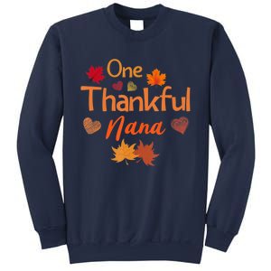 Funny Cute One Thankful Nana Thanksgiving Fall Autumn Leaves Sweatshirt