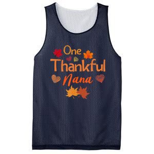 Funny Cute One Thankful Nana Thanksgiving Fall Autumn Leaves Mesh Reversible Basketball Jersey Tank