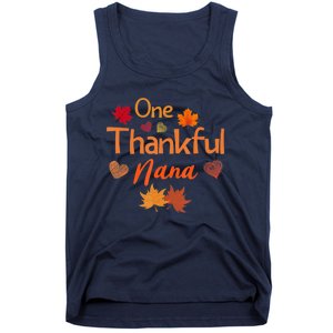 Funny Cute One Thankful Nana Thanksgiving Fall Autumn Leaves Tank Top