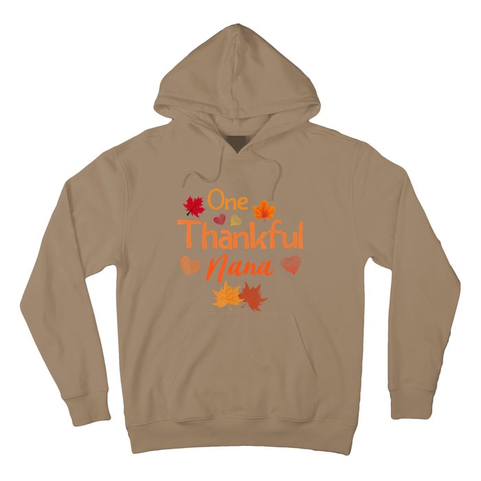 Funny Cute One Thankful Nana Thanksgiving Fall Autumn Leaves Hoodie