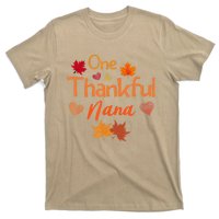 Funny Cute One Thankful Nana Thanksgiving Fall Autumn Leaves T-Shirt