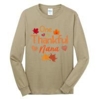 Funny Cute One Thankful Nana Thanksgiving Fall Autumn Leaves Tall Long Sleeve T-Shirt