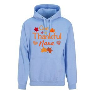 Funny Cute One Thankful Nana Thanksgiving Fall Autumn Leaves Unisex Surf Hoodie