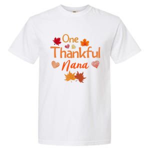 Funny Cute One Thankful Nana Thanksgiving Fall Autumn Leaves Garment-Dyed Heavyweight T-Shirt