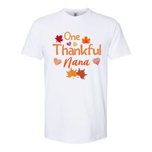 Funny Cute One Thankful Nana Thanksgiving Fall Autumn Leaves Softstyle CVC T-Shirt