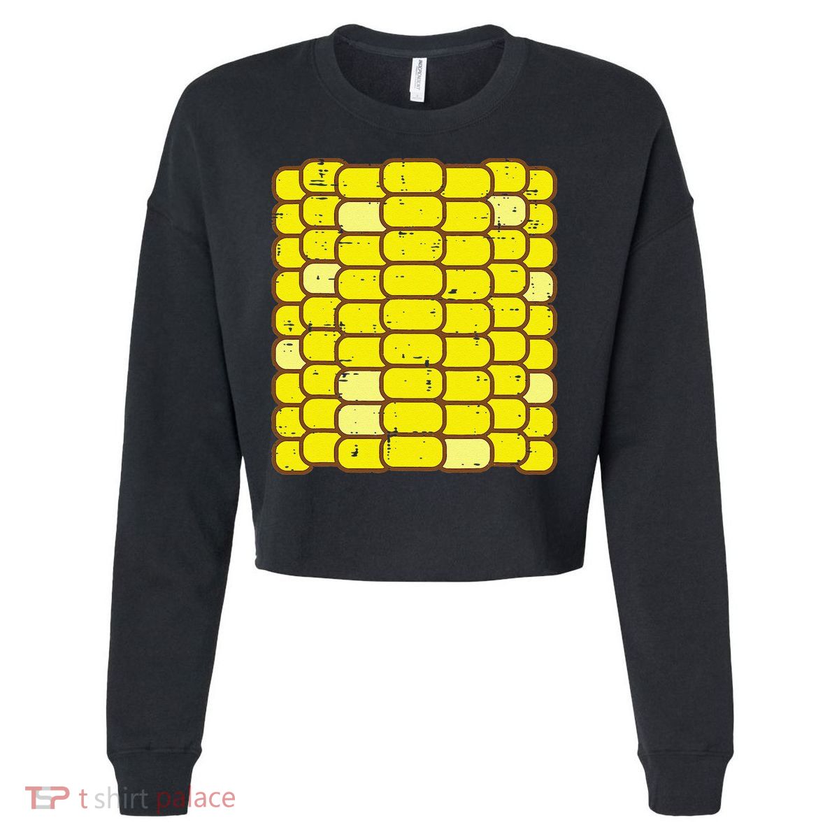 Funny Corn On The Cob Costume Farmer Cropped Pullover Crew