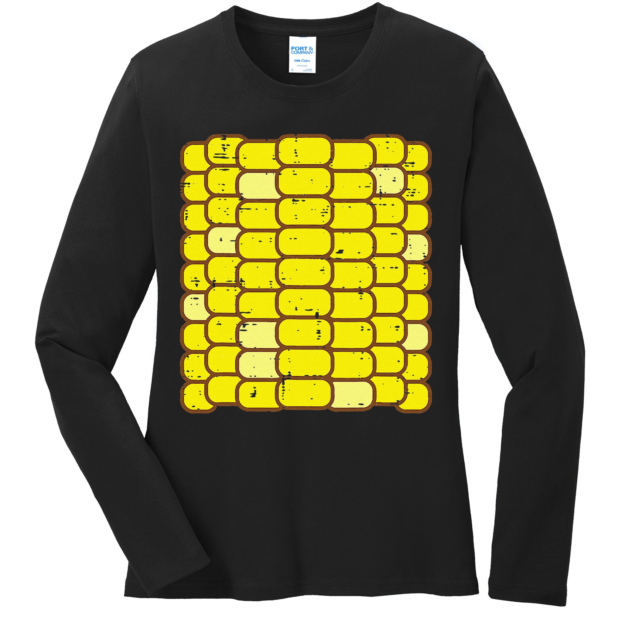 Funny Corn On The Cob Costume Farmer Ladies Long Sleeve Shirt