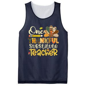 Funny Cute One Thankful Substitute Teacher Turkey Leopard Thanksgiving Mesh Reversible Basketball Jersey Tank