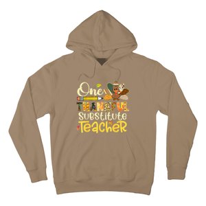 Funny Cute One Thankful Substitute Teacher Turkey Leopard Thanksgiving Hoodie