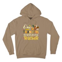 Funny Cute One Thankful Substitute Teacher Turkey Leopard Thanksgiving Hoodie