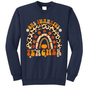 Funny Cute One Thankful Teacher Fall Autumn Thanksgiving Groovy Sweatshirt