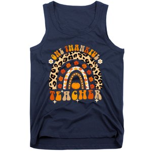 Funny Cute One Thankful Teacher Fall Autumn Thanksgiving Groovy Tank Top