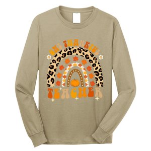 Funny Cute One Thankful Teacher Fall Autumn Thanksgiving Groovy Long Sleeve Shirt