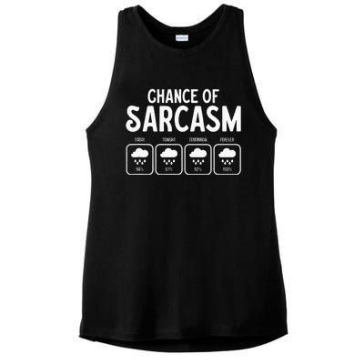 Funny Chance Of Sarcasm Weather Forecast Sarcastic Humor Ladies PosiCharge Tri-Blend Wicking Tank