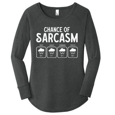 Funny Chance Of Sarcasm Weather Forecast Sarcastic Humor Women's Perfect Tri Tunic Long Sleeve Shirt