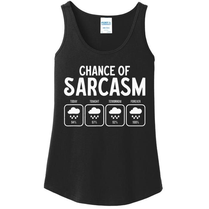 Funny Chance Of Sarcasm Weather Forecast Sarcastic Humor Ladies Essential Tank