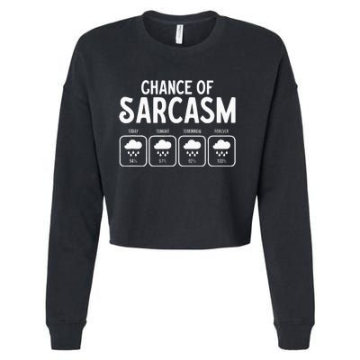 Funny Chance Of Sarcasm Weather Forecast Sarcastic Humor Cropped Pullover Crew