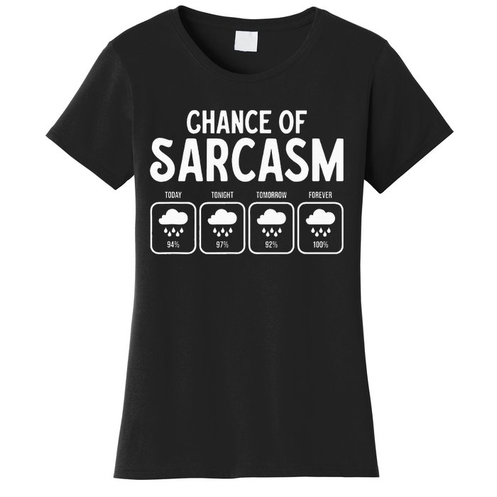 Funny Chance Of Sarcasm Weather Forecast Sarcastic Humor Women's T-Shirt