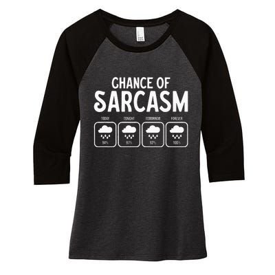 Funny Chance Of Sarcasm Weather Forecast Sarcastic Humor Women's Tri-Blend 3/4-Sleeve Raglan Shirt