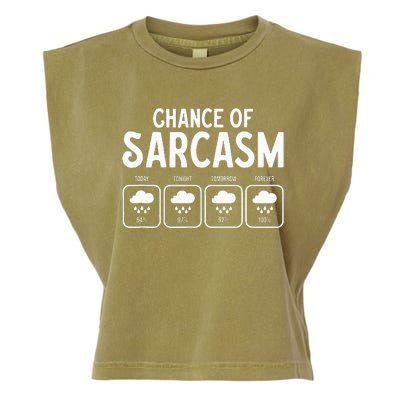 Funny Chance Of Sarcasm Weather Forecast Sarcastic Humor Garment-Dyed Women's Muscle Tee