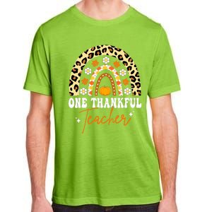 Funny Cute One Thankful Teacher Thanksgiving Fall Autumn Groovy Leopard Adult ChromaSoft Performance T-Shirt