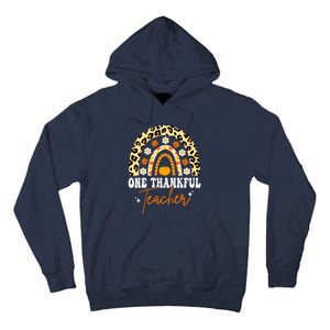 Funny Cute One Thankful Teacher Thanksgiving Fall Autumn Groovy Leopard Tall Hoodie