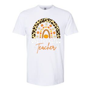 Funny Cute One Thankful Teacher Thanksgiving Fall Autumn Groovy Leopard Softstyle CVC T-Shirt