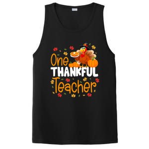 Funny Cute One Thankful Teacher Thanksgiving Turkey Teacher PosiCharge Competitor Tank