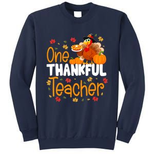 Funny Cute One Thankful Teacher Thanksgiving Turkey Teacher Sweatshirt