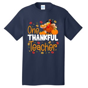 Funny Cute One Thankful Teacher Thanksgiving Turkey Teacher Tall T-Shirt