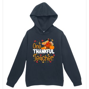 Funny Cute One Thankful Teacher Thanksgiving Turkey Teacher Urban Pullover Hoodie