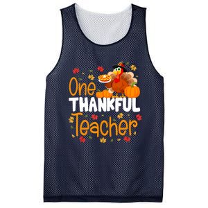 Funny Cute One Thankful Teacher Thanksgiving Turkey Teacher Mesh Reversible Basketball Jersey Tank