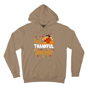 Funny Cute One Thankful Teacher Thanksgiving Turkey Teacher Hoodie