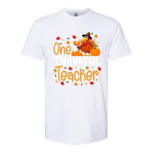 Funny Cute One Thankful Teacher Thanksgiving Turkey Teacher Softstyle CVC T-Shirt