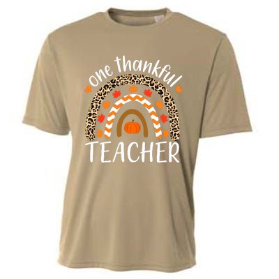 Funny Cute One Thankful Teacher, Autumn Fall Leopard Design Cooling Performance Crew T-Shirt