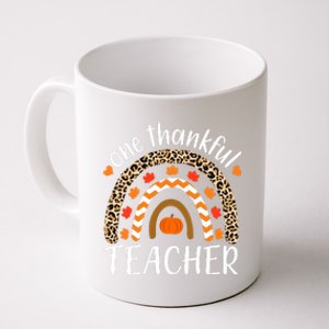 Funny Cute One Thankful Teacher, Autumn Fall Leopard Design Coffee Mug