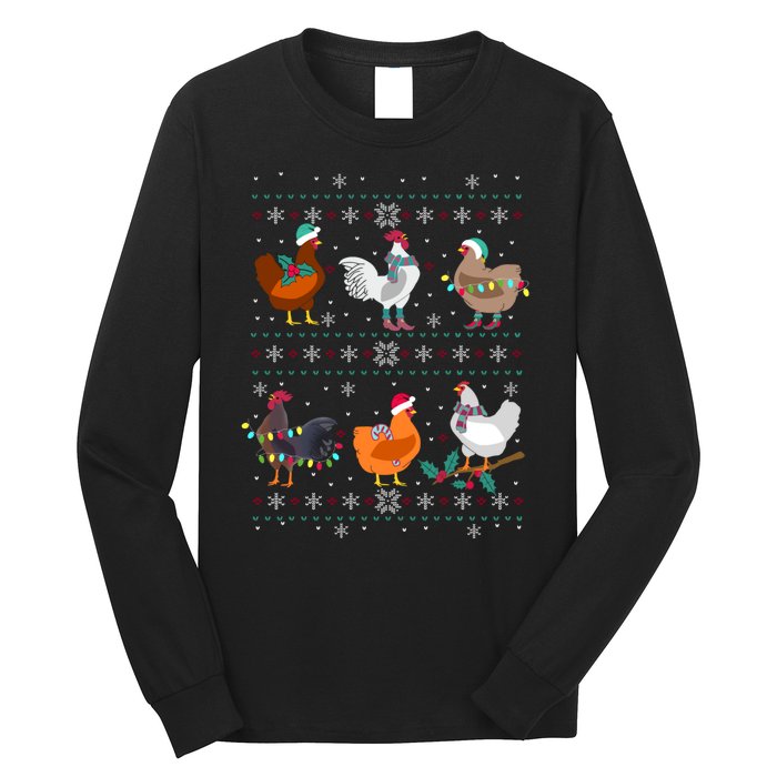 Funny Chicken Owner Birb Memes Farmer Ugly Christmas Chicken Long Sleeve Shirt