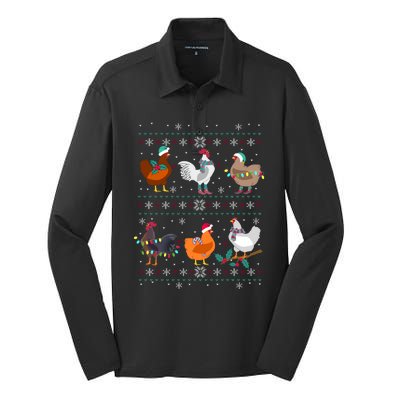 Funny Chicken Owner Birb Memes Farmer Ugly Christmas Chicken Silk Touch Performance Long Sleeve Polo