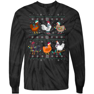 Funny Chicken Owner Birb Memes Farmer Ugly Christmas Chicken Tie-Dye Long Sleeve Shirt