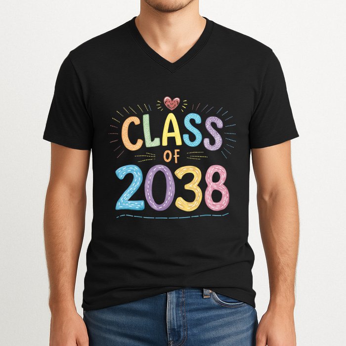 Funny Class Of 2038 Grow With Me First Day Of School V-Neck T-Shirt