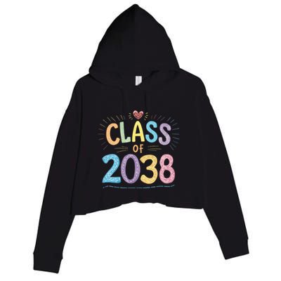 Funny Class Of 2038 Grow With Me First Day Of School Crop Fleece Hoodie